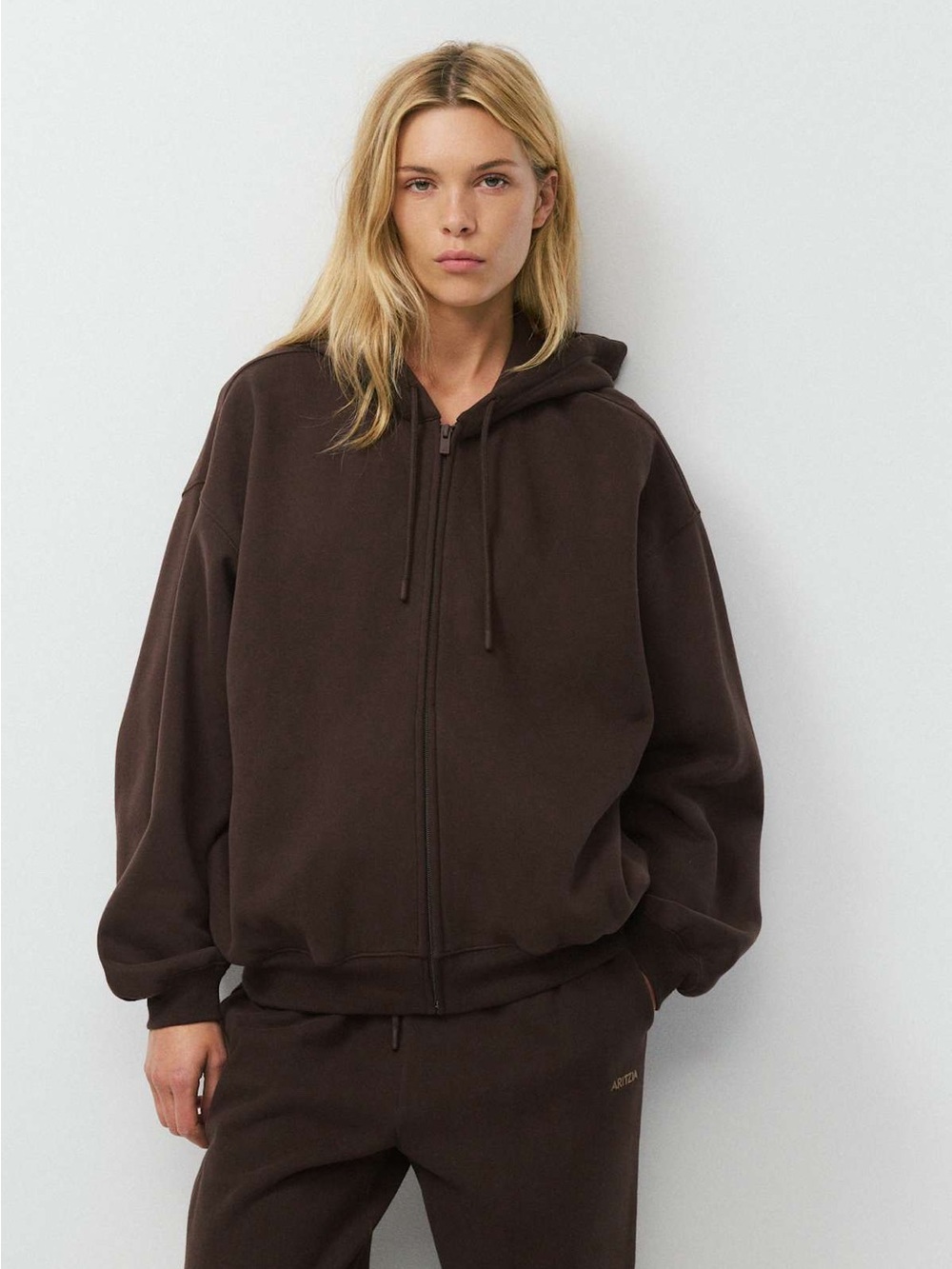 TNA Dark Brown Zip-Up Hoodie